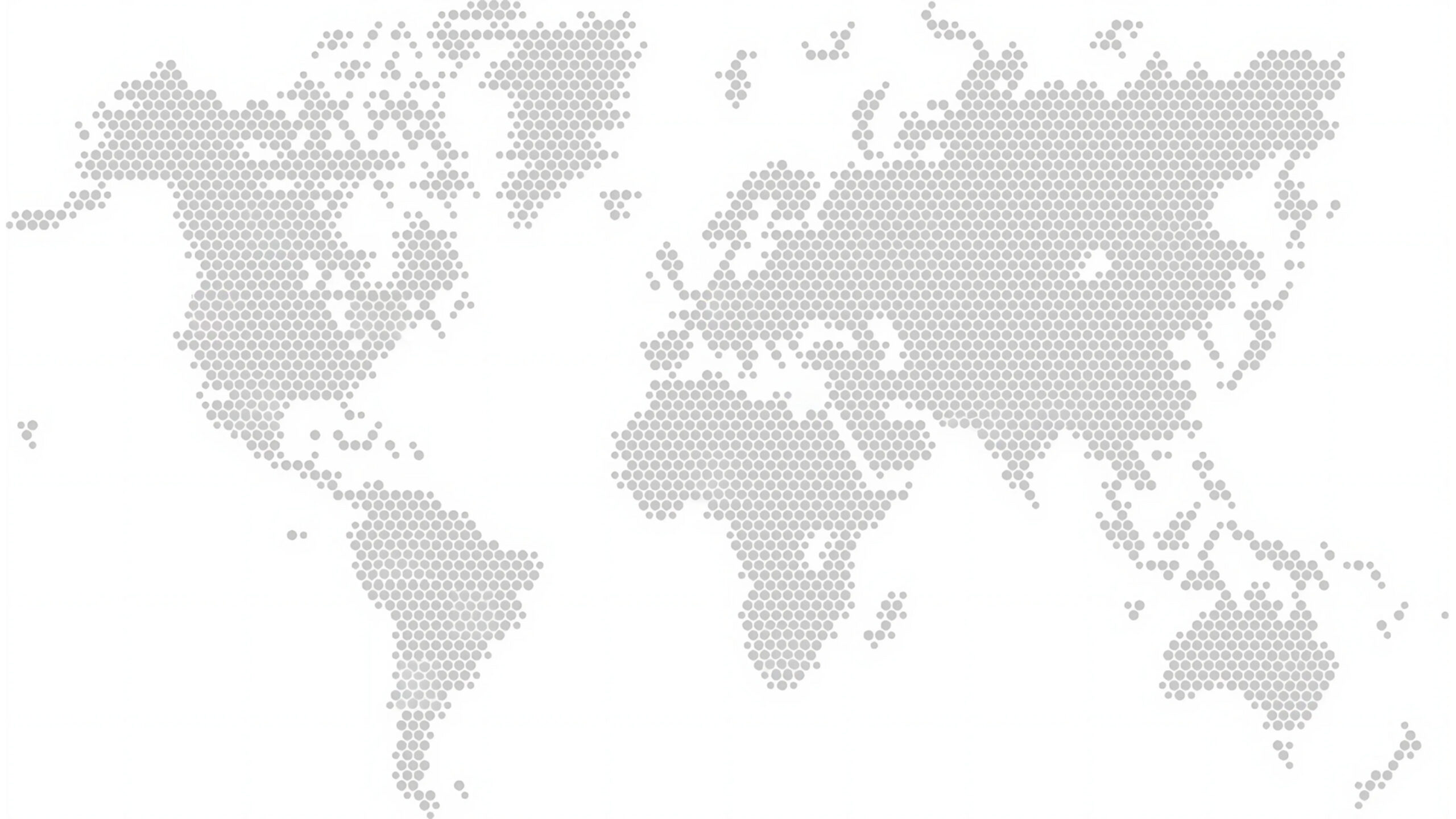 Gray dotted world map on a white background